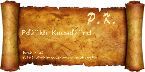 Pákh Kocsárd névjegykártya
